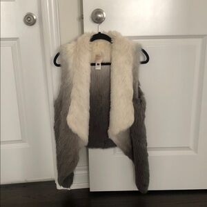 Fur Vest in Cream and Gray